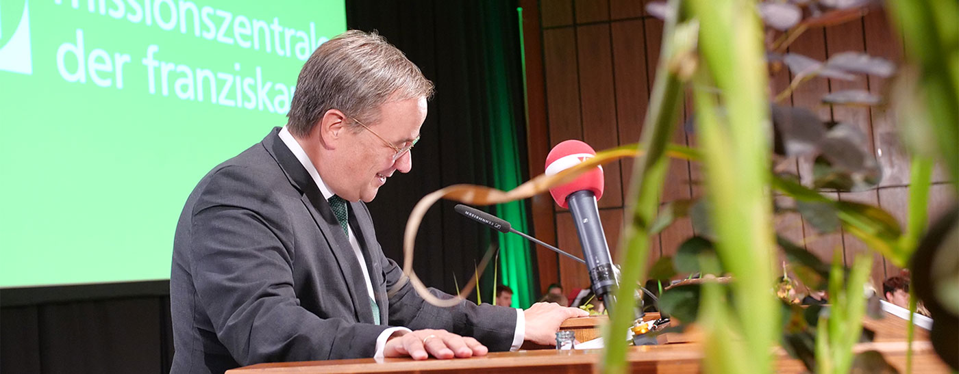 Interpreting at the celebration to mark the 50th anniversary of the Franciscan Mission Center in Bonn